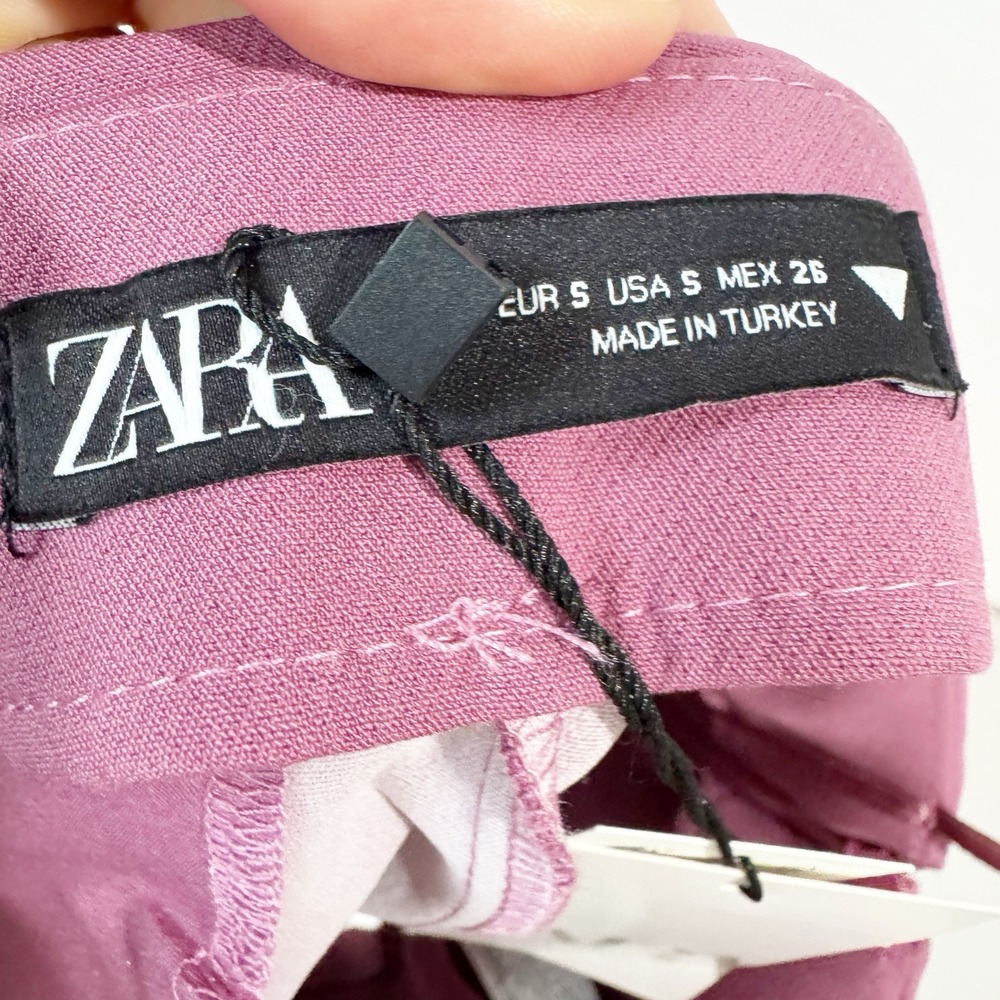 Zara Women Small Purple Asymmetrical Faux Wrap Skort - Picture 5 of 6